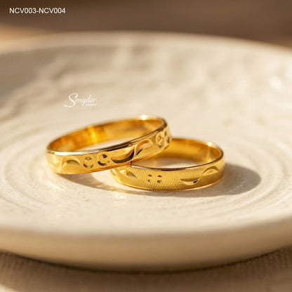 Circle Moon Pattern Wedding Ring Set