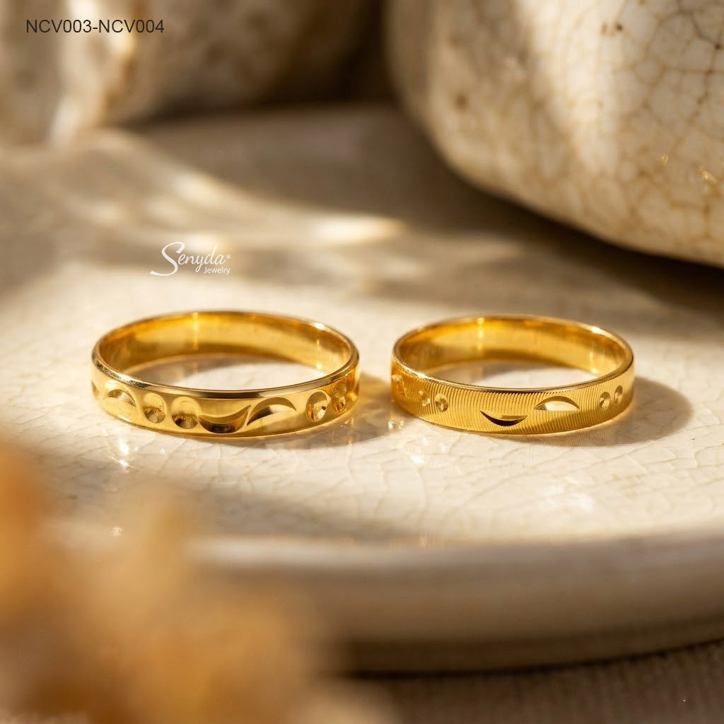Circle Moon Pattern Wedding Ring Set