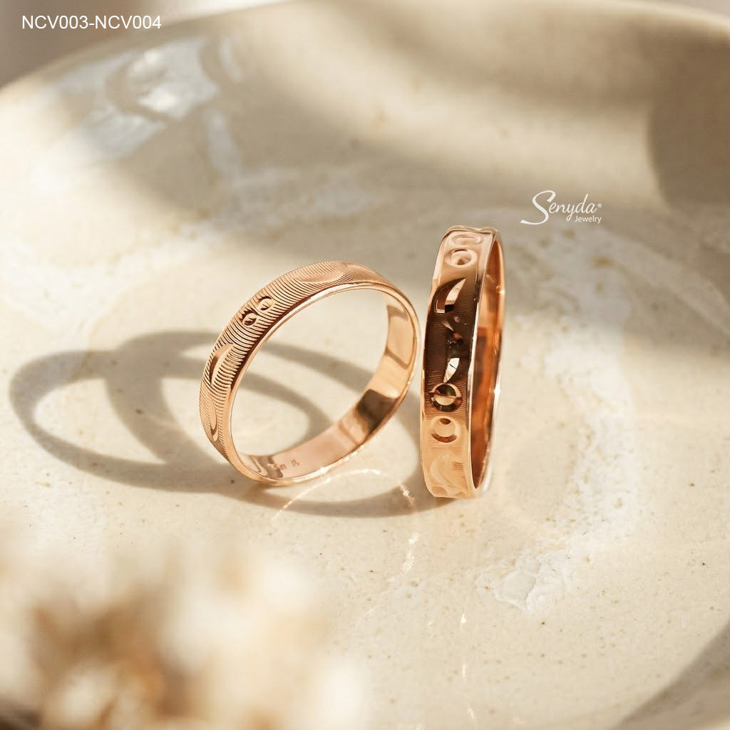Circle Moon Pattern Wedding Ring Set
