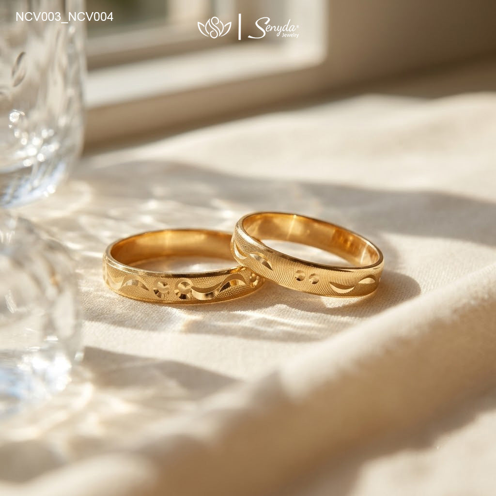 Circle Moon Pattern Wedding Ring Set