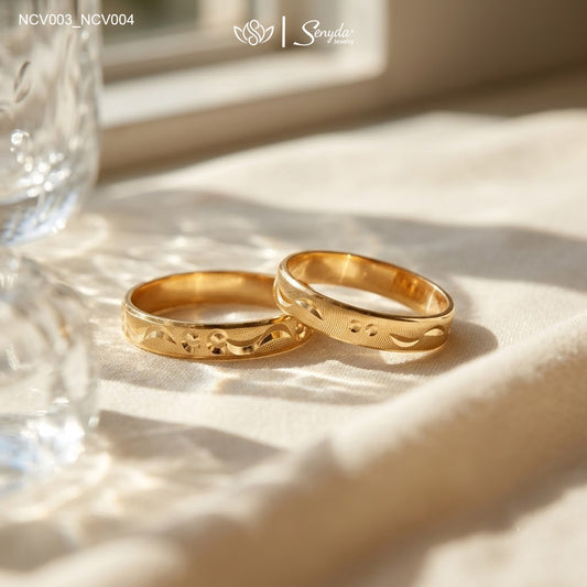 Circle Moon Pattern Wedding Ring Set