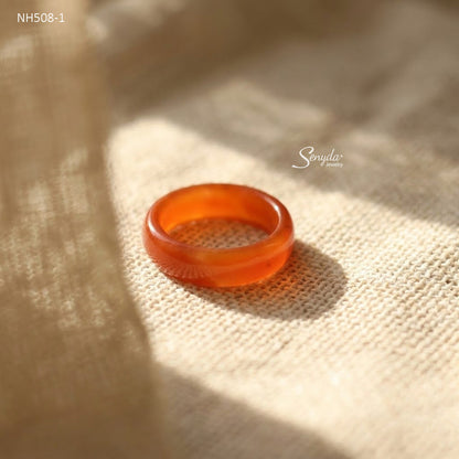 Natural Agate Solid Band Ring - Red Agate