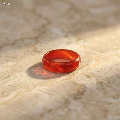 Natural Gemstone Solid Band Ring - Red Agate