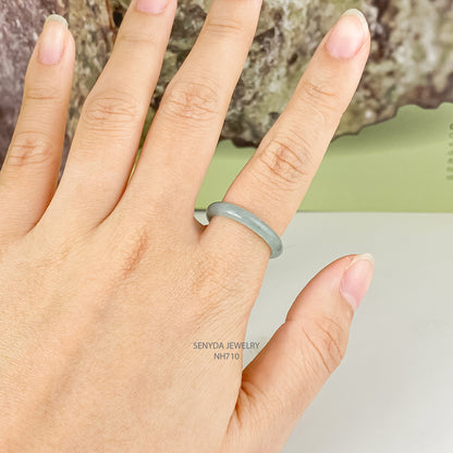 Natural Gemstone Solid Band Ring - Jade