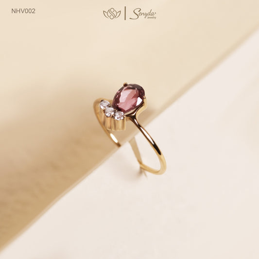 10K Solid Gold Pear - Shaped Spinel Cluster Ring