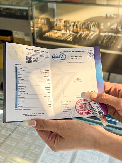 10K Solid Gold Round Sapphire Halo Ring