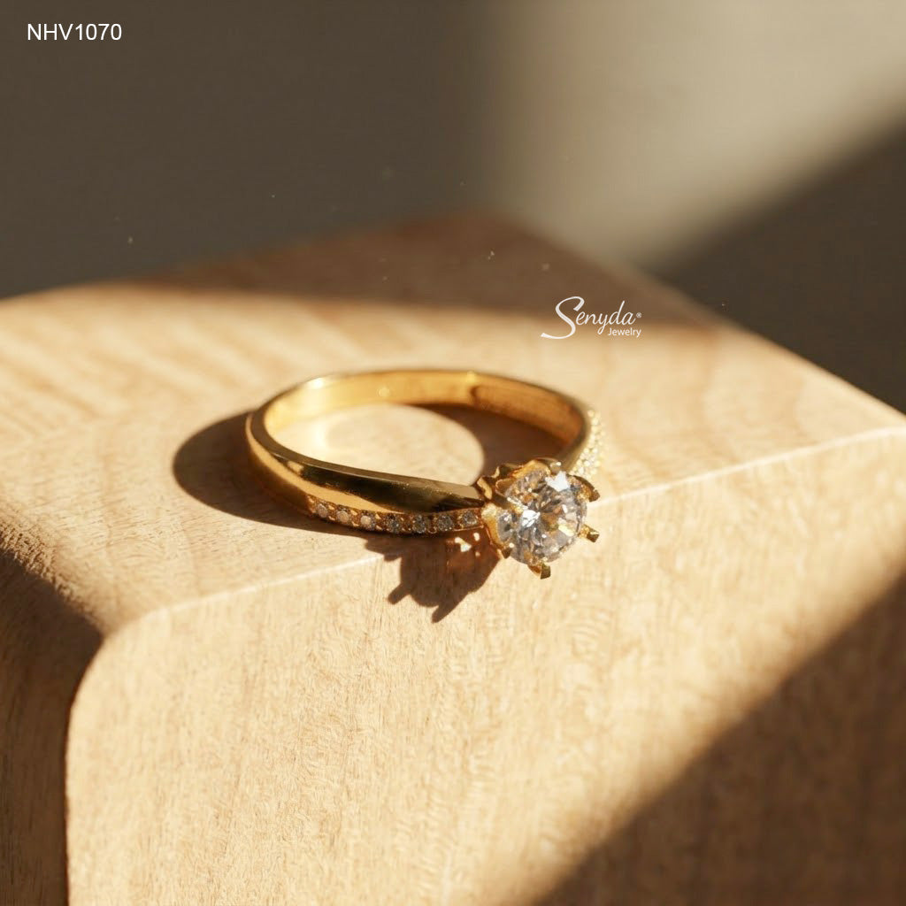10K Solid Gold Solitaire CZ Engagement Ring