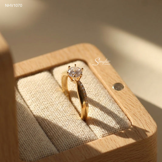 10K Solid Gold Solitaire CZ Engagement Ring