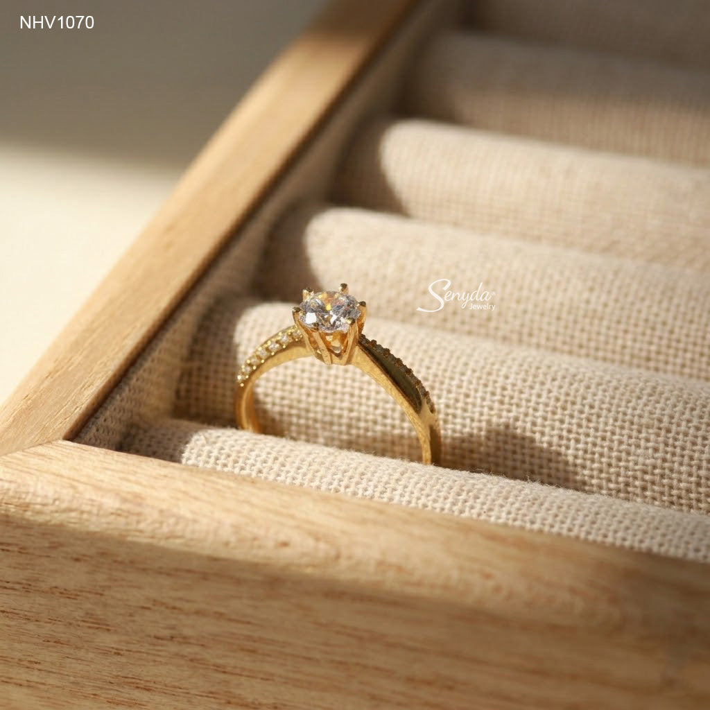 10K Solid Gold Solitaire CZ Engagement Ring