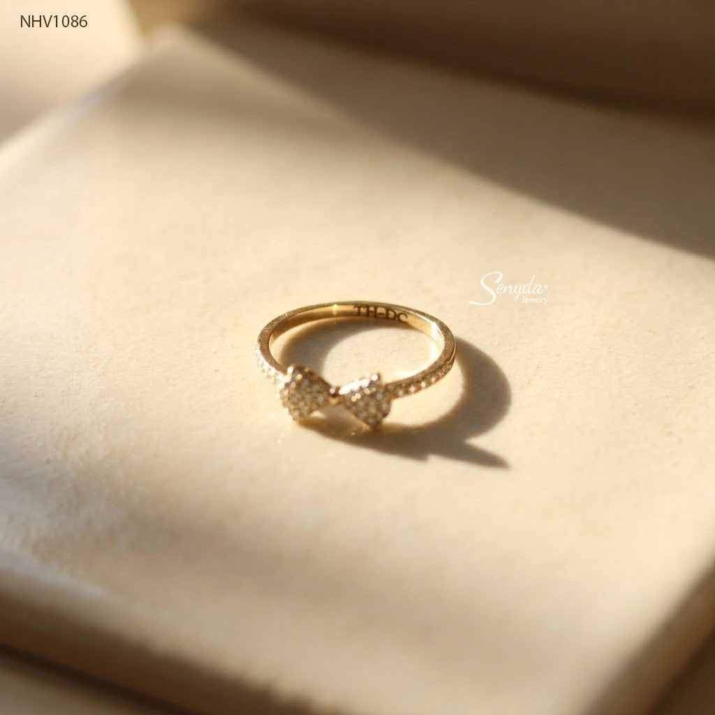 10K Solid Gold Pavé Bow Ring