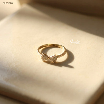 10K Solid Gold Pavé Bow Ring