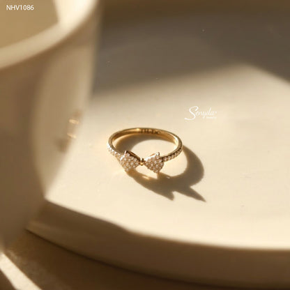 10K Solid Gold Pavé Bow Ring