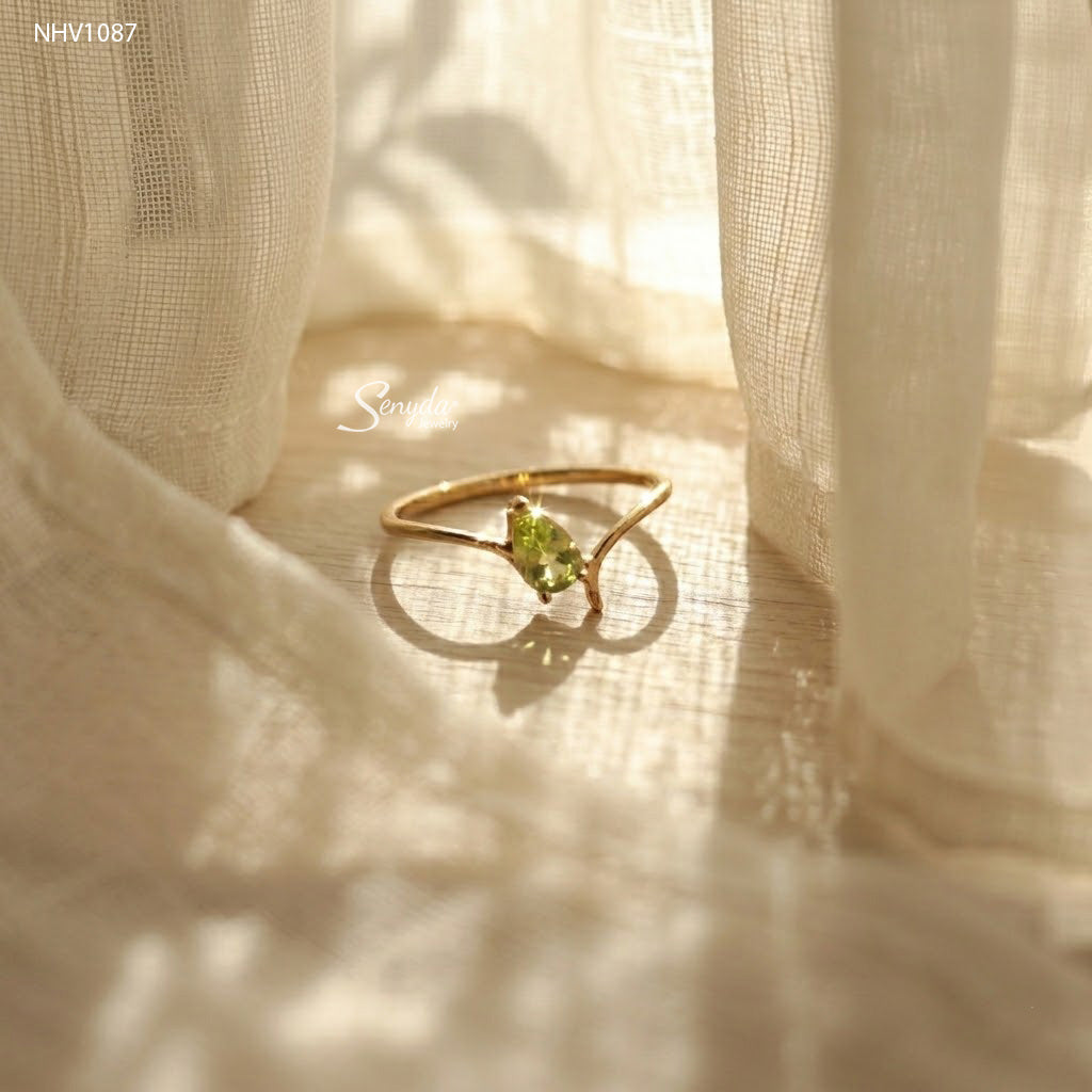 10K Solid Gold Pear Cut Natural Tourmaline Ring