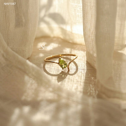 10K Solid Gold Pear Cut Natural Tourmaline Ring