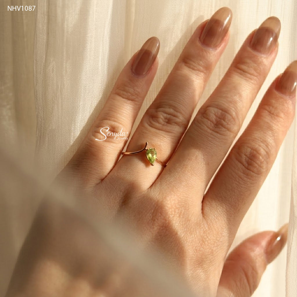 10K Solid Gold Pear Cut Natural Tourmaline Ring