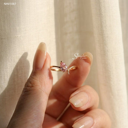 10K Solid Gold Pear Cut Natural Tourmaline Ring
