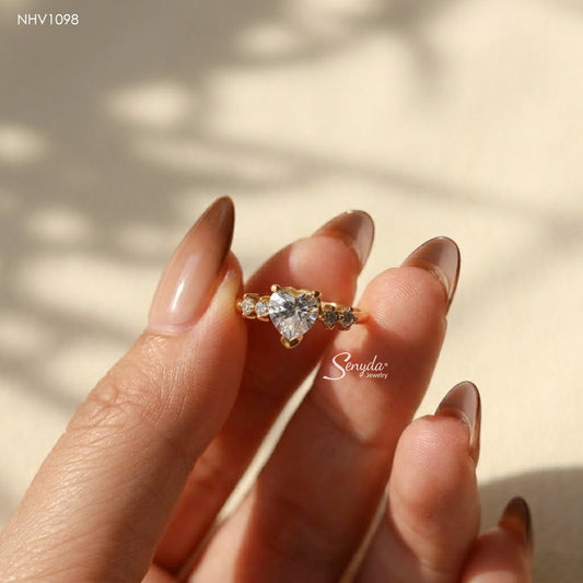 14K Solid Gold 6mm Heart-Shaped CZ Solitaire Ring