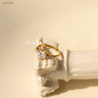 14K Solid Gold 6mm Heart-Shaped CZ Solitaire Ring
