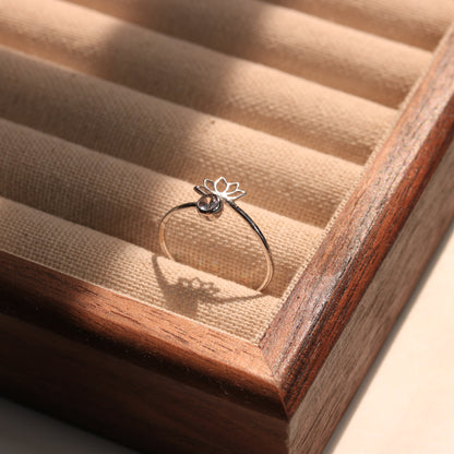 10K Solid Gold Lotus Flower Ring