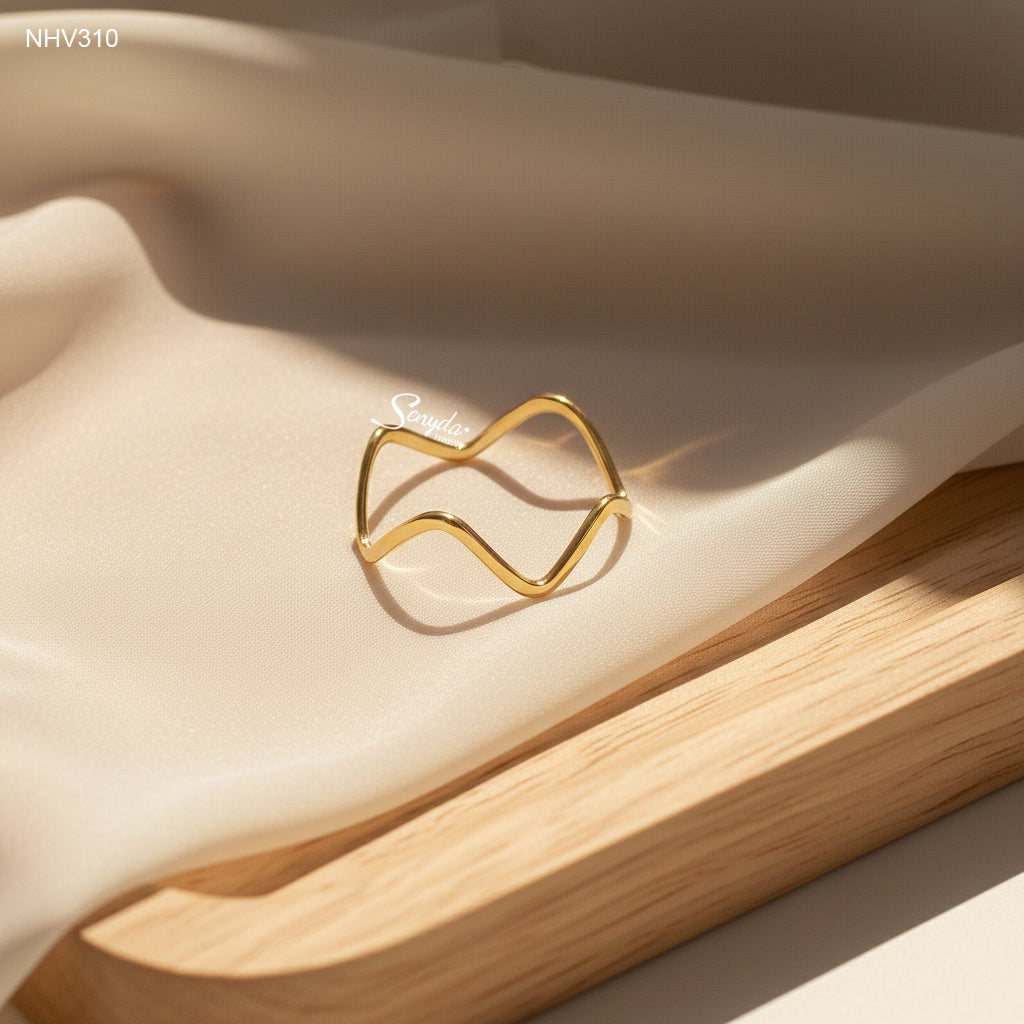 Solid Gold Wave Ring (Custom Wave Count)