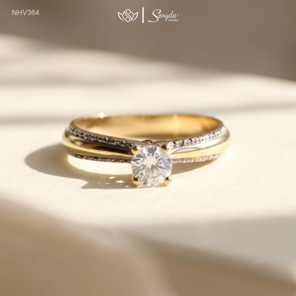 10K Solid Gold Moissanite Solitaire Engagement Ring