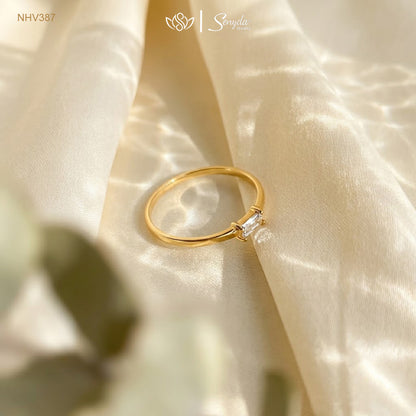 10K Solid Gold East-West Baguette CZ Ring