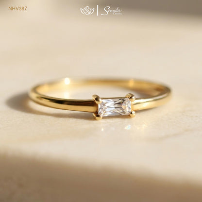 10K Solid Gold East-West Baguette CZ Ring