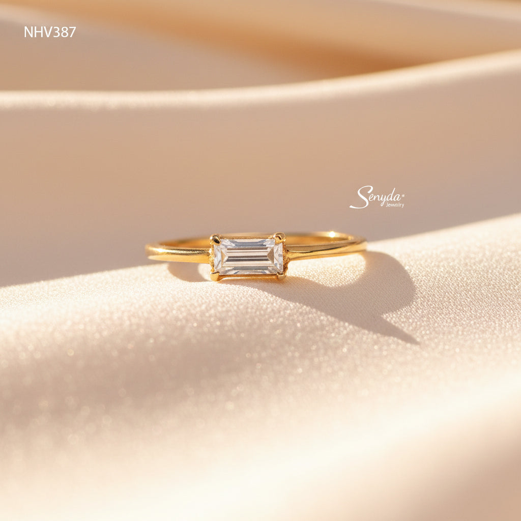 10K Solid Gold East-West Baguette CZ Ring