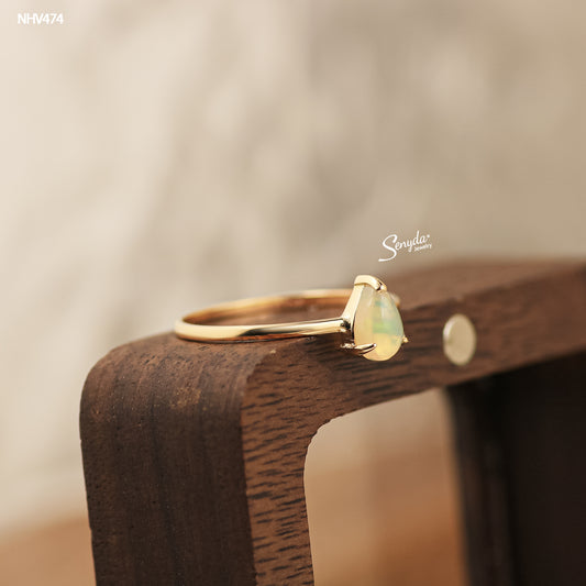 16K Solid Gold 3-Prong Pear Cut Opal Engagement Ring