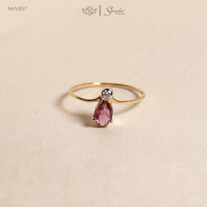 10K Solid Gold Pear - Shaped Tourmaline Ring