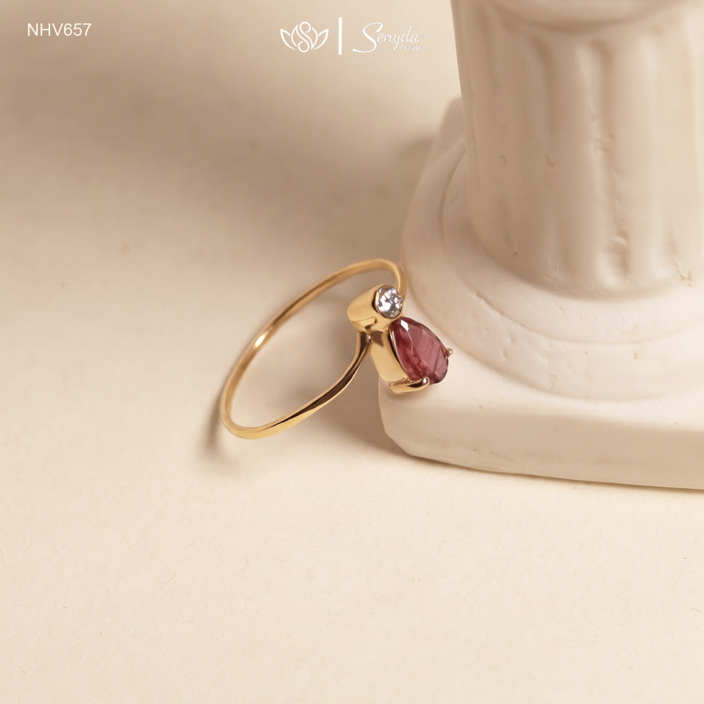10K Solid Gold Pear - Shaped Tourmaline Ring