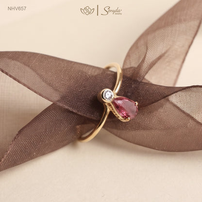 10K Solid Gold Pear - Shaped Tourmaline Ring