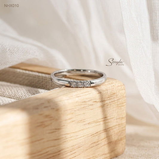 10K Solid Gold Three-Stone Diamond Ring