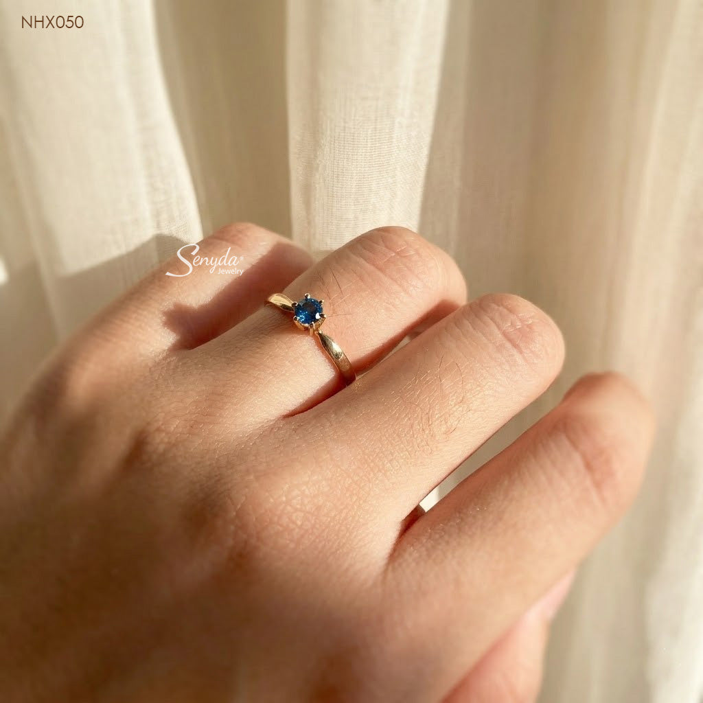 16K Solid Gold Dark Blue Diamond Ring