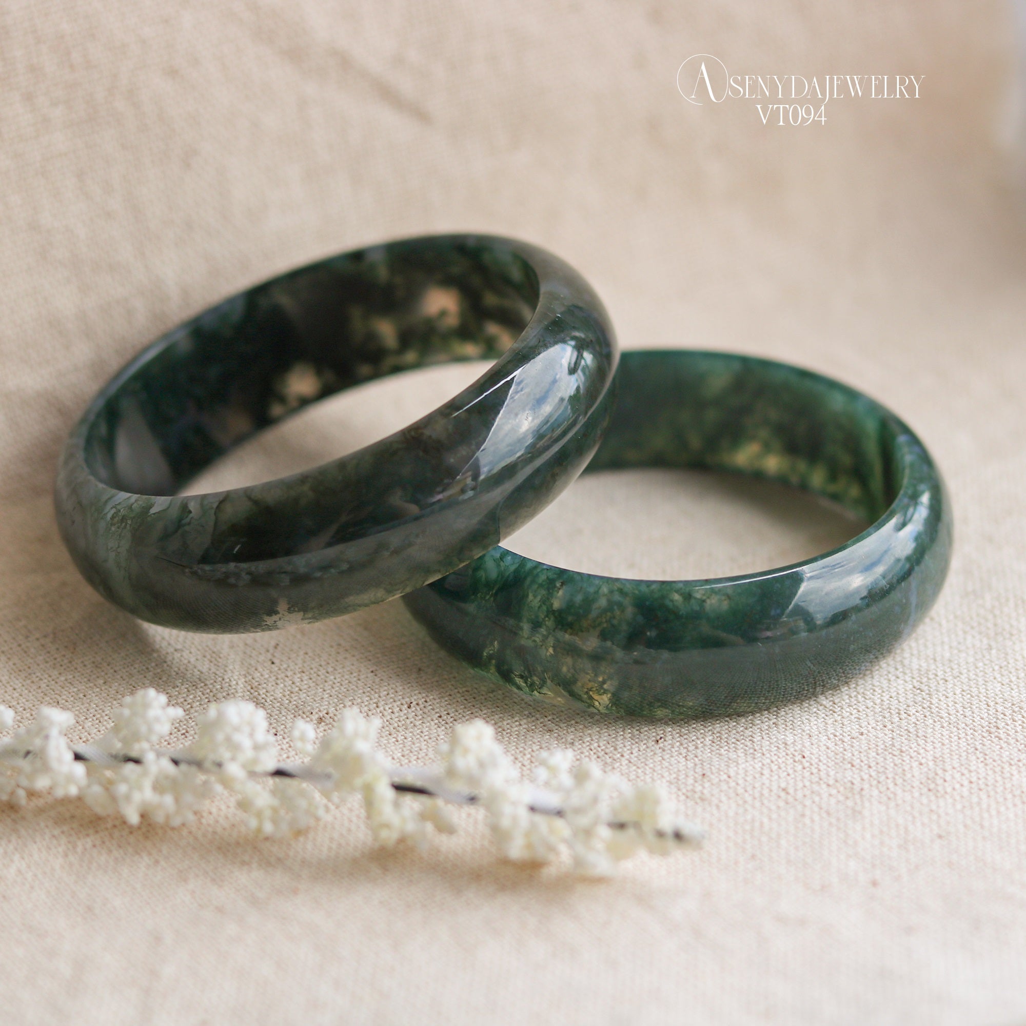 Moss agate bangle sales