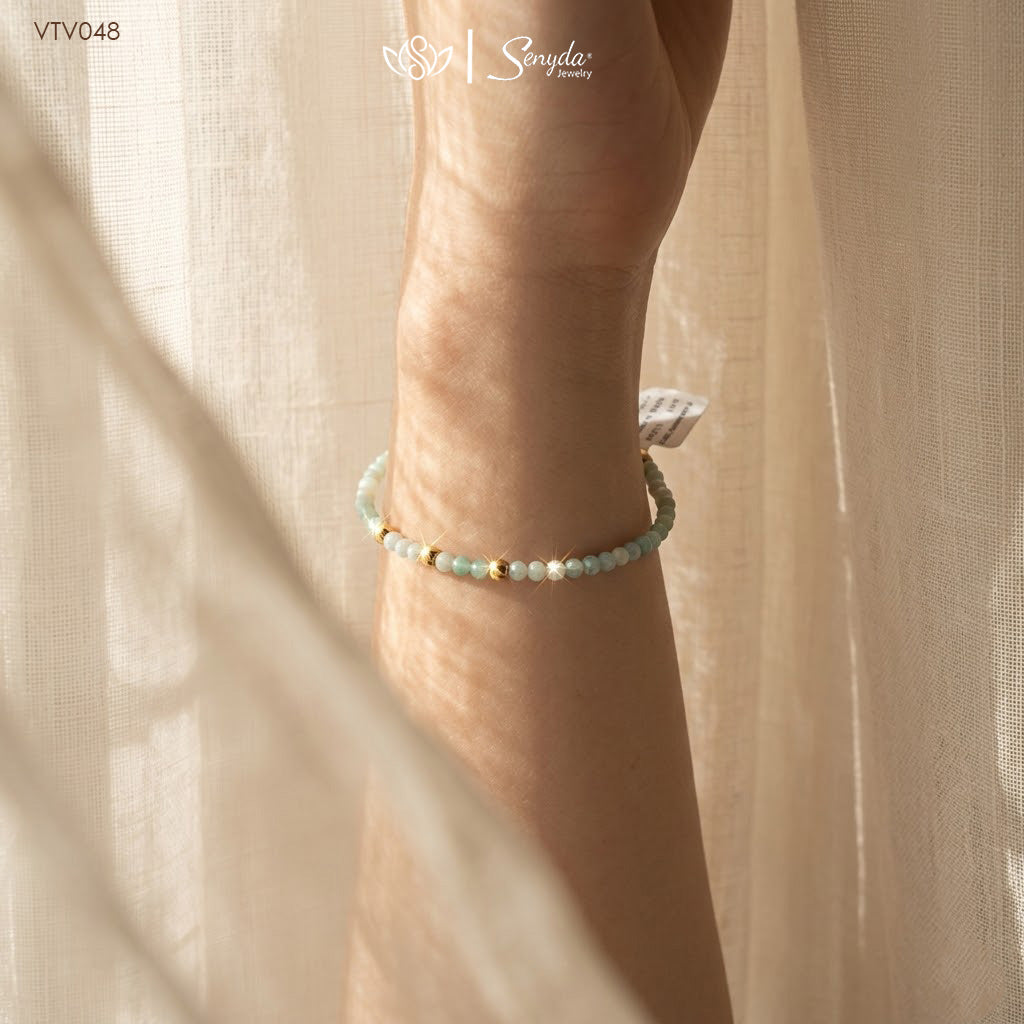Senyda 10K Solid Gold Amazonite 2,5mm Bracelet With Beads