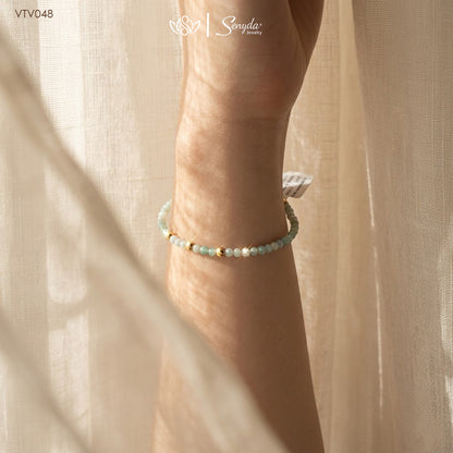 Senyda 10K Solid Gold Amazonite 2,5mm Bracelet With Beads