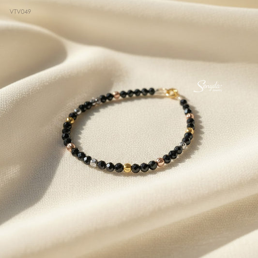 Senyda 10K Solid Gold Natural Colorful Spinel 3,2mm Bracelet With Beads