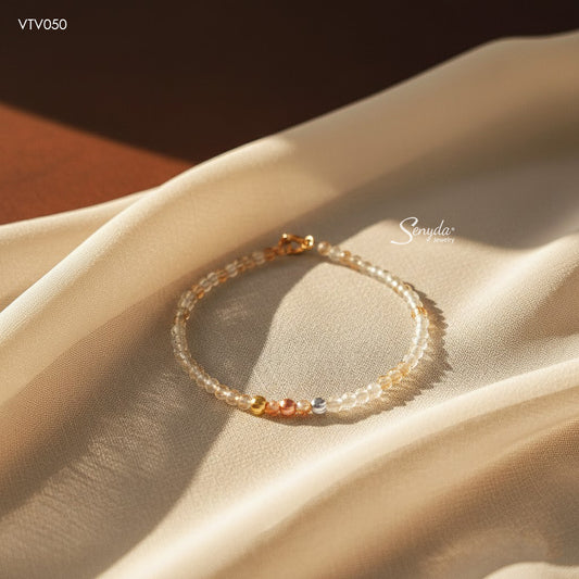 Senyda 10K Solid Gold Citrine 2,5mm Bracelet With Beads