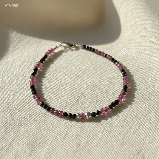 Senyda 18K Solid Gold Spinel And Garnet 2,5mm Bracelet With Beads