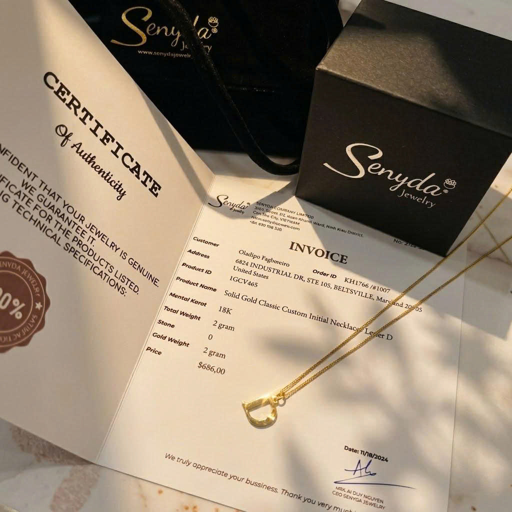 Solid Gold Classic Custom Initial Necklace